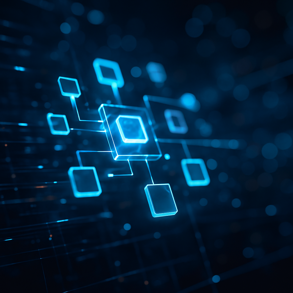 Illustration abstraite de flux de données interconnectés représentant l’automatisation des processus