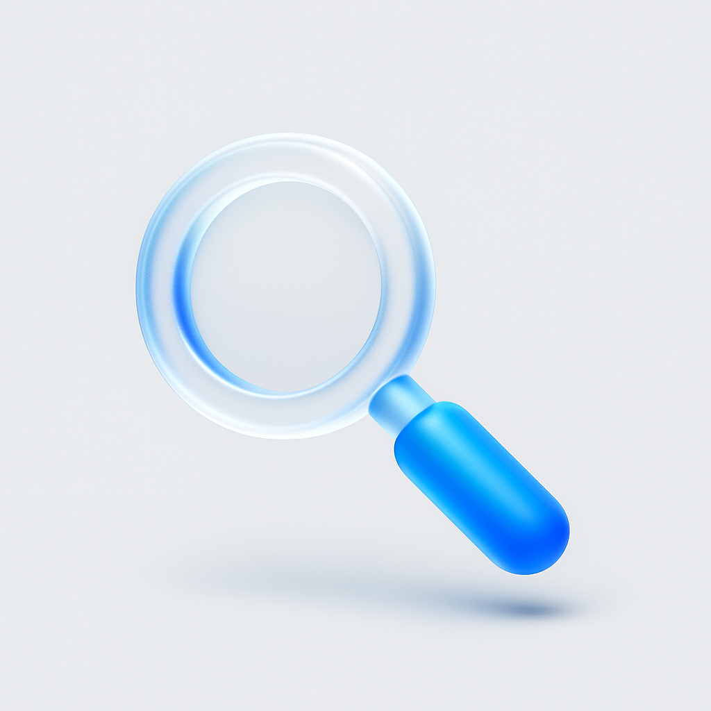 Icône 3D de loupe pour audit